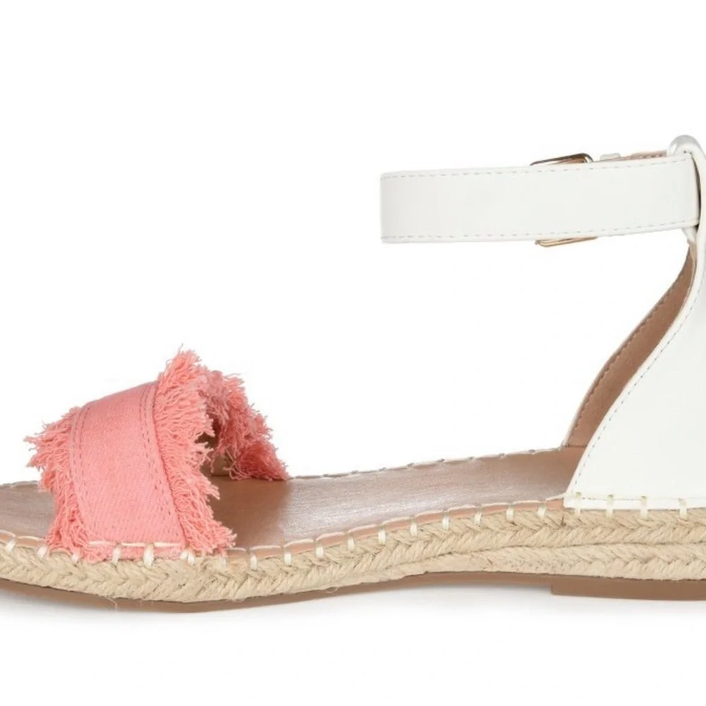 Journee Collection Tristeen Espadrille Sliver Wedge Sandals Pink,Size 6.5 NIB
